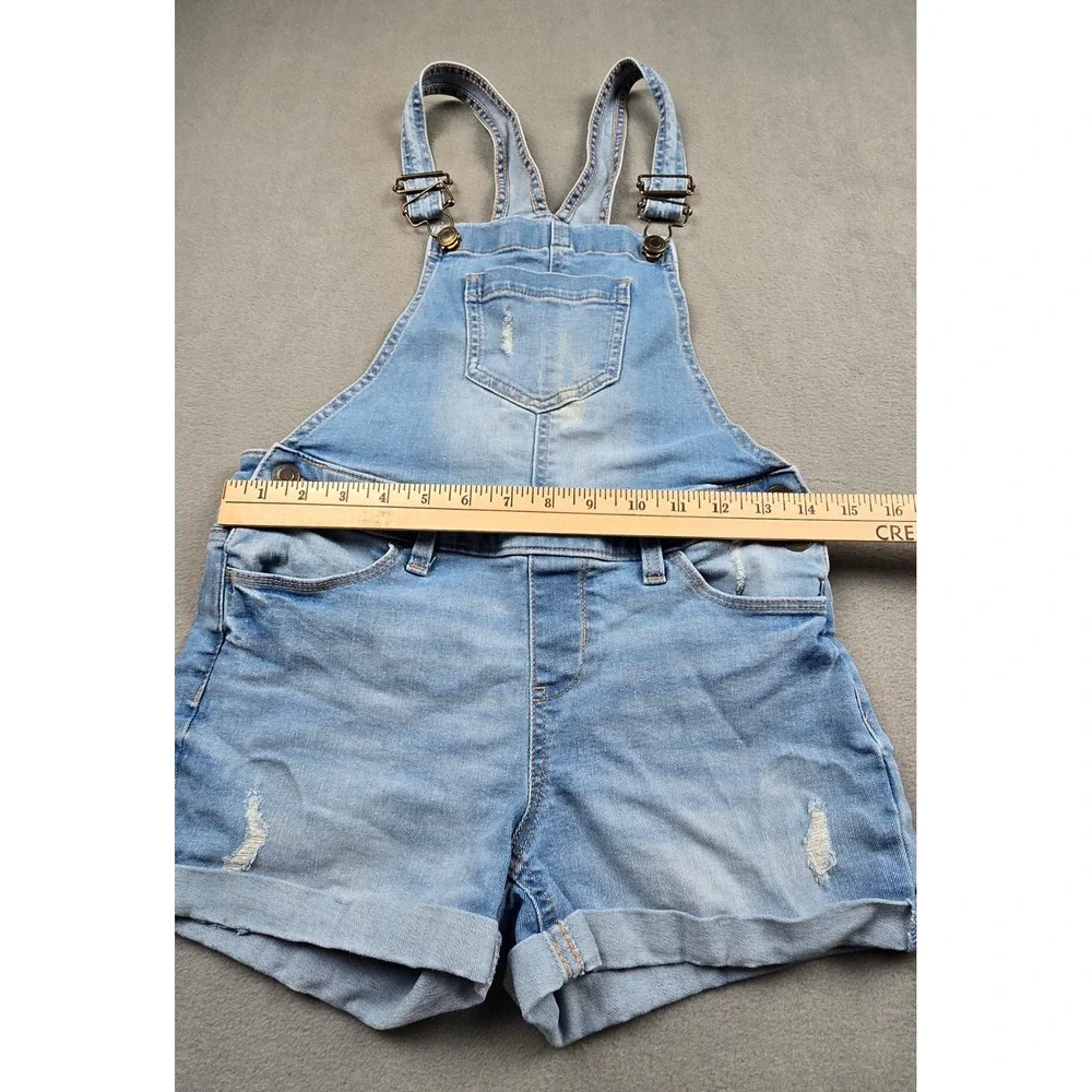 SO Girls Light Wash Distressed Denim Shortalls‎ Overalls Size 12 DG31D008RW1